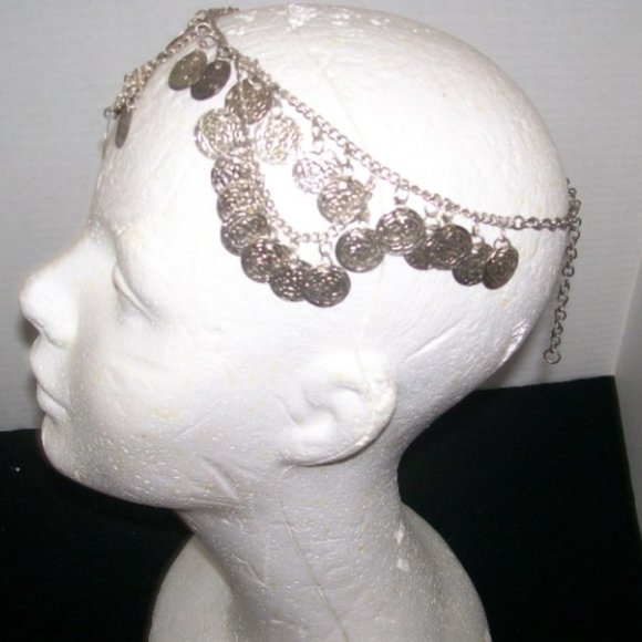 Hair Accessory ~ Head Piece ~ Silver ~  Fancy Coin Chain ~ Fits All main image 4